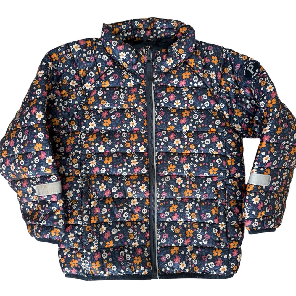Polarn O. Pyret Floral Kids Puffer Jacket - Black and Multicolor